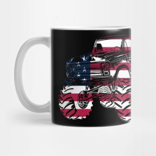 Monster Truck wrapped in American Flag Mug